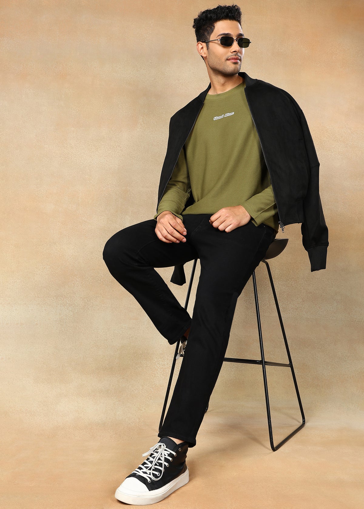 Textured Solid Sweatshirt