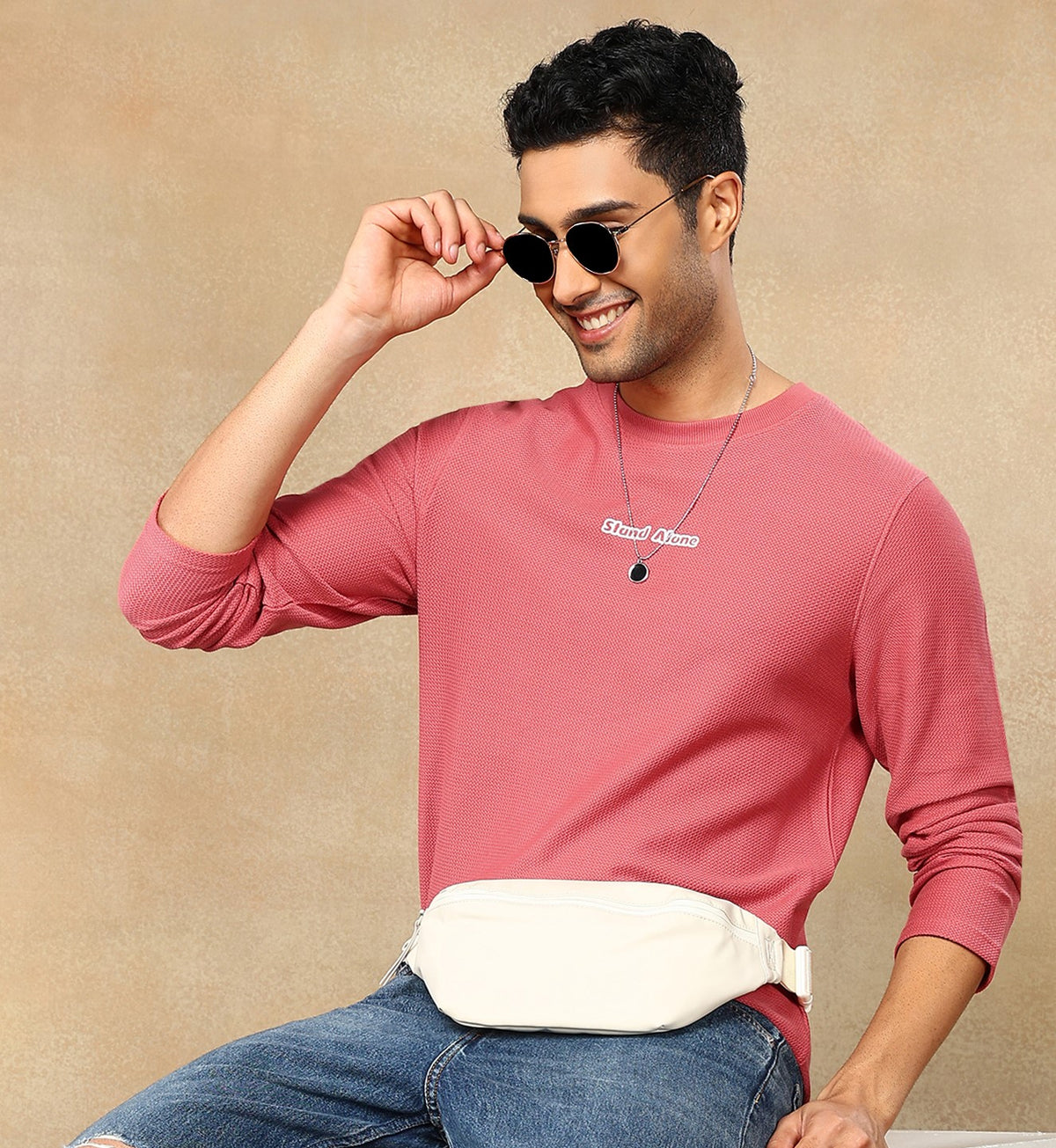 Textured Solid Sweatshirt